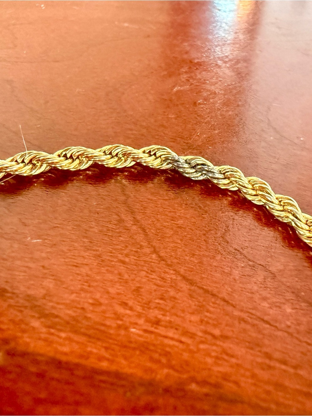 14k Gold Rope Chain Bracelet - Picture 2 of 3